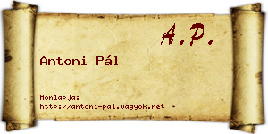 Antoni Pál névjegykártya